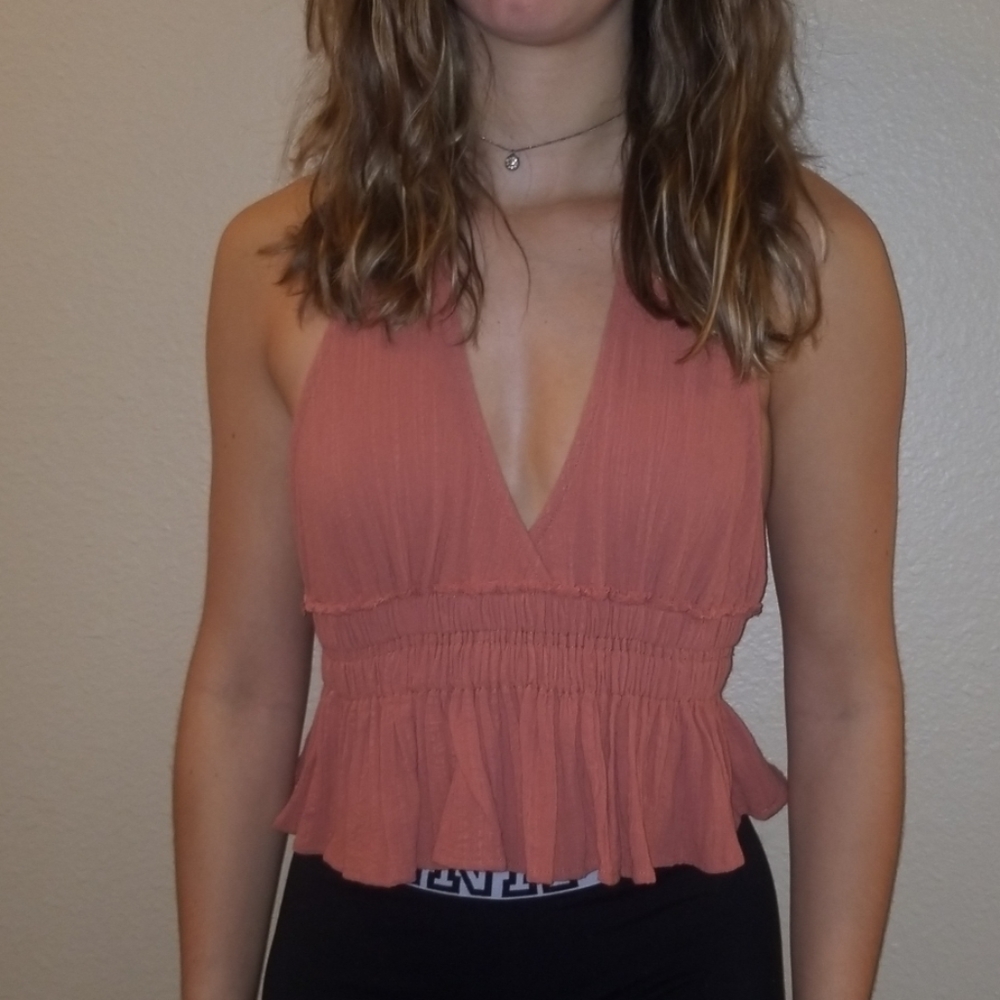 Salmon Pink Halter Top